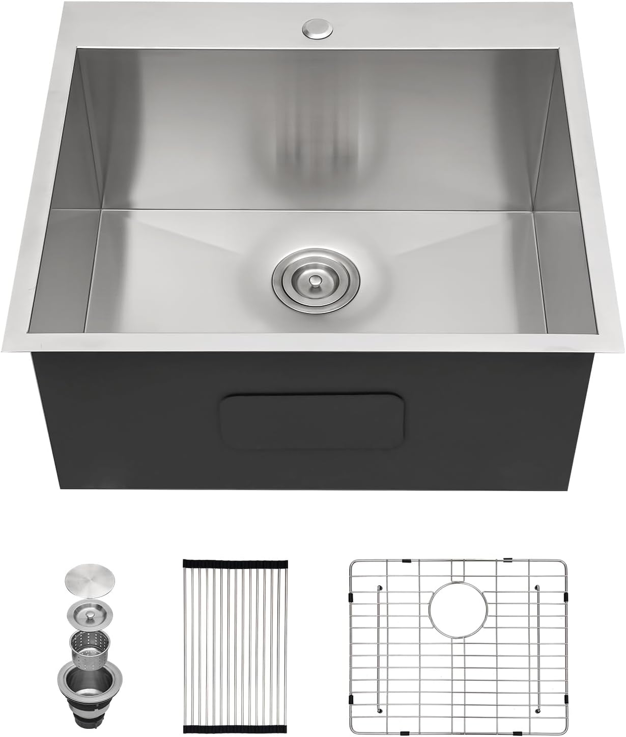 Sarlai 25 Inch Laundry Sink - 25x22 Drop In Kitchen Sink Utility Laundry 12 Inch Deep Sinks Topmount Single Bowl Stainless Steel Room Utility Tub Sinks Basin