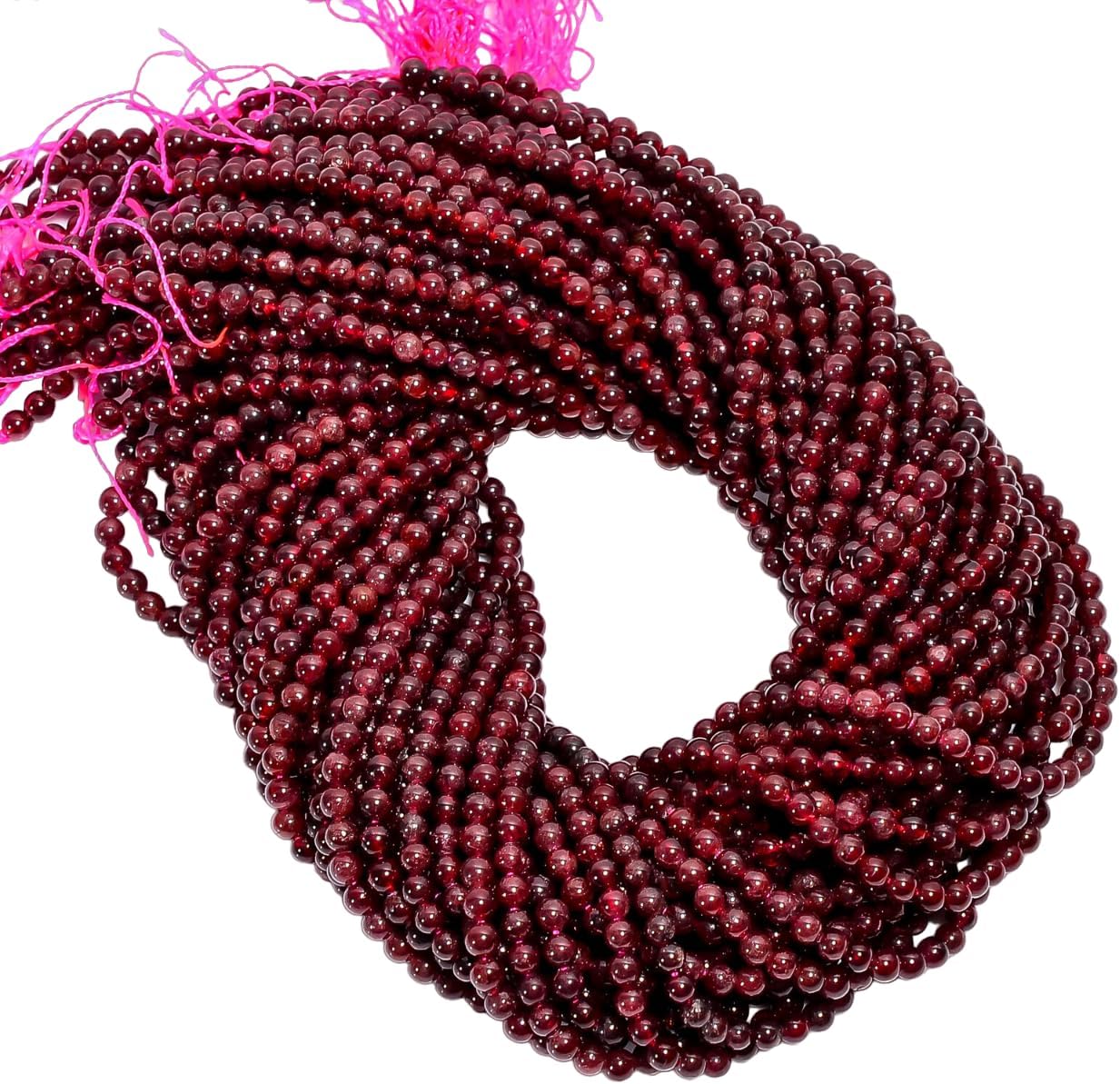 Natural Red Garnet Gemstone Round Shape Smooth Beads 4X4.5 mm 50 Strand 15