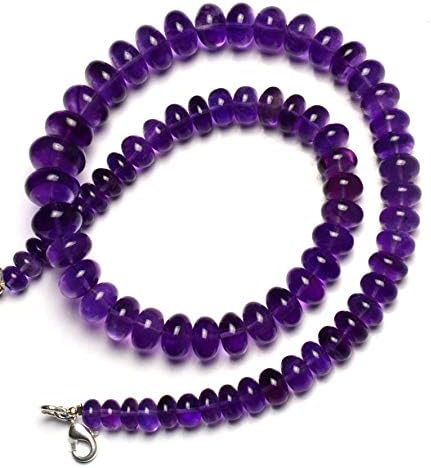 Natural Gemstone African Amethyst 7 to 14MM Smooth Rondelle Beads 18 Inch Full Strand Fine Quality Dark Purple Color Finished Necklace