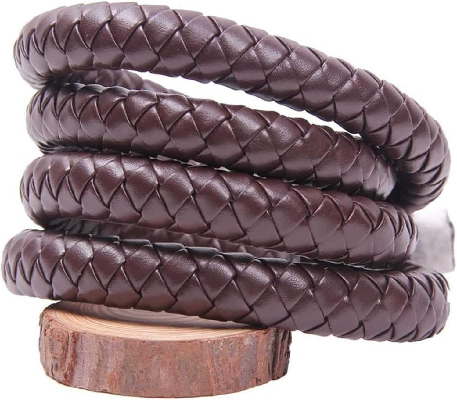 Fold Braided Leather Cord,10mm 12mm Round Leather Cord String DIY Necklace Bracelet Making Black Brown Braided PU Rope Jewelry Accessories, 1pcs (Color : Black, Size : 10mm 5m) ( Color : Brown , Size