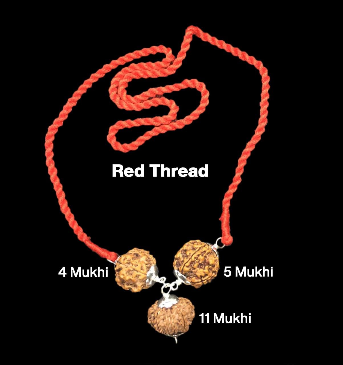 Rudraksha Combination for Hanuman Power 4,5,11 Mukhi Nepal in Silver Pendant IGL Lab Certified Original Genuine Beads (Small)