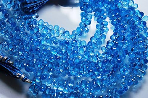 8.25 Inches Long Strand, AAA Natural Swiss Blue Topaz Faceted Drops Briolettes, Size 9-7.5mm