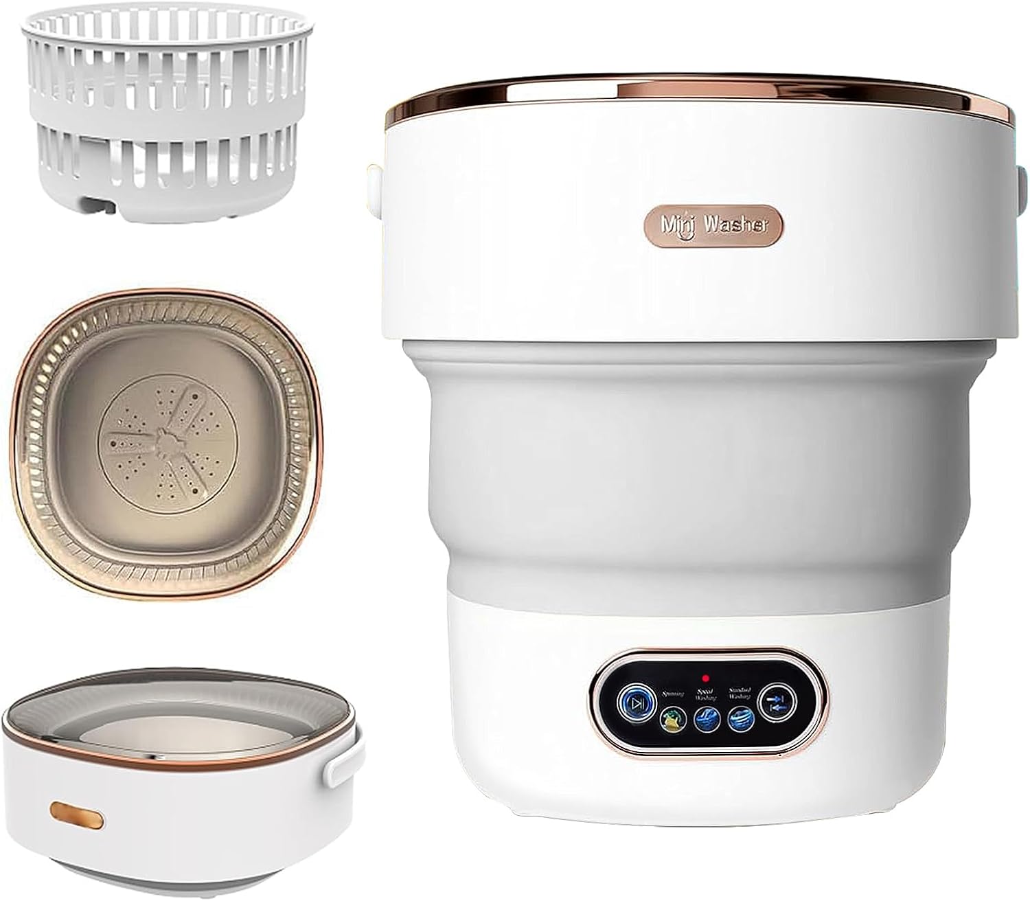 Portable Washing Machine,15L Collapsible Mini Washer with 3 Cleaning Modes Drain Basket Small Foldable Laundry Machine for Travel Camping Dorms RVs Apartments Baby Clothes Underwear Socks Delicates