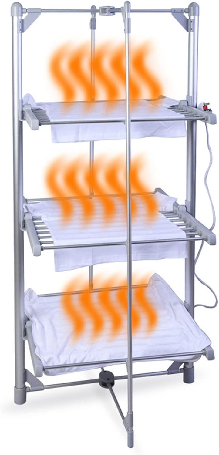 Electric Clothes Dryer, 3 Tier Heated Clothes Drying Rack, Folding Heated Clothes Airer Load Weight 33Lb s Low Energy Heated Airers Clothes Indoor Electric The New