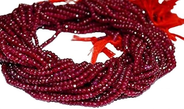 Natural Ruby Micro Faceted Rondelles,Size 4.5-5.5 mm Approx 16 inch lot of 25 Strands CHIK-STRD-98823