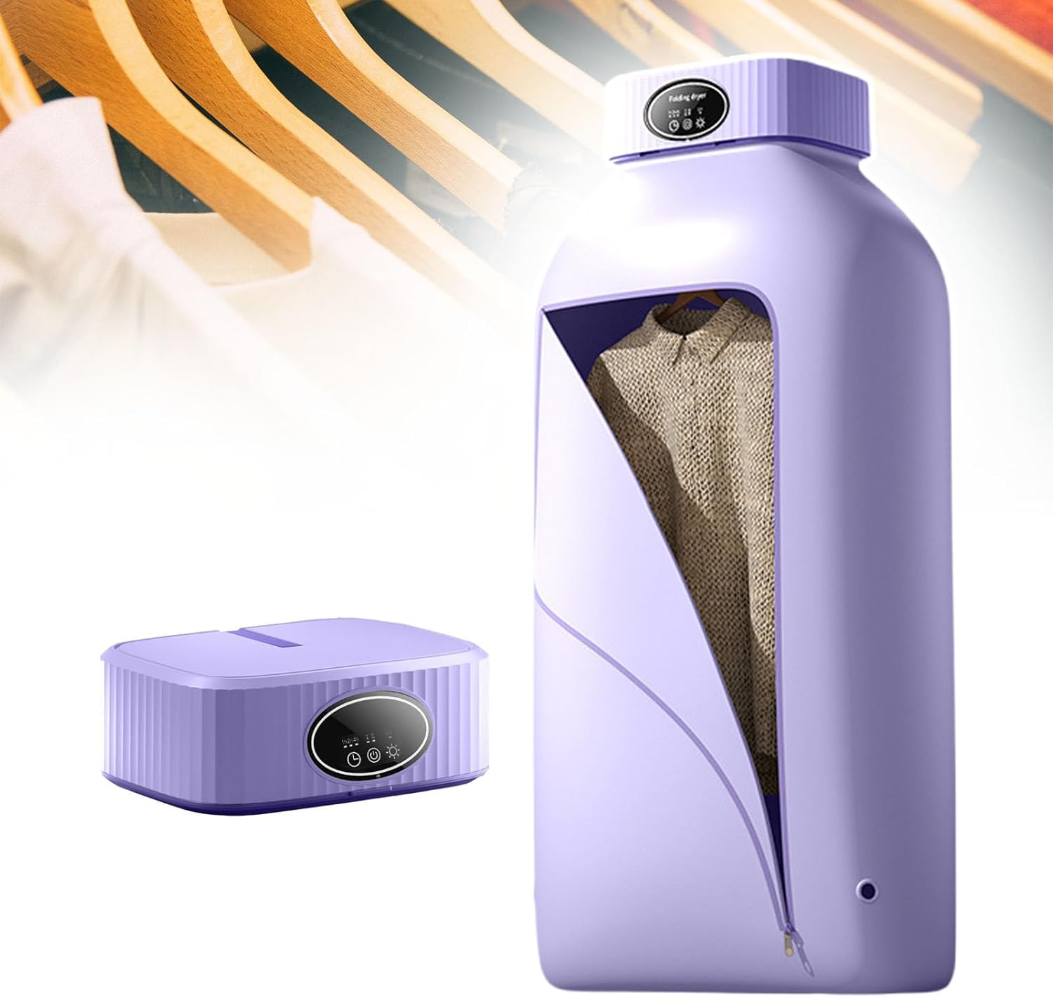 Compact Electric Dryer, Foldaway Clothes Dryer, Ptc Heating Element & Wavy Hook Design, 3-Speed Timed Drying, 2-Speed Adjustment, Suitable For Drying Shirts, T-Shirts, Underwear,Purple