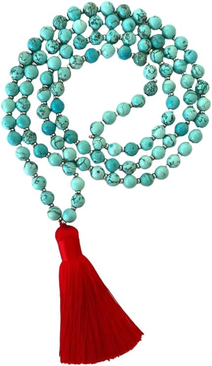 Natural TURQUOISE 8mm 108 Mala Beads, Spiritual, Meditation Beads, Reiki, Japa Mala, Buddhist Prayer Beads, Yoga Bracelet, healing beads LKMALA-RRGU-1248
