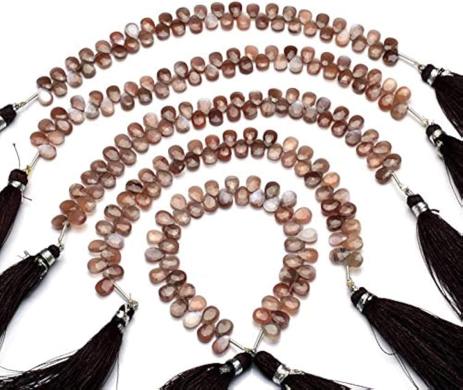 GEMZ 13 inch Strand of Natural Chocolate Brown African Moonstone pear Shape Faceted Cut Brown Color briollete Beads for DIY Jewelry Making- Earring Necklace Bracelet.