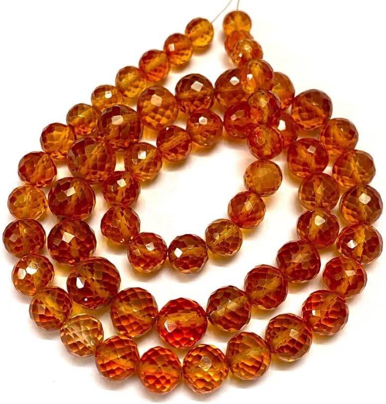 Natural PADPARADSCHA Sapphire roundelle facated Beads 7-9 MM 18 inch Long String Jewelry Making Gemstone Beads for Necklace Bracelet