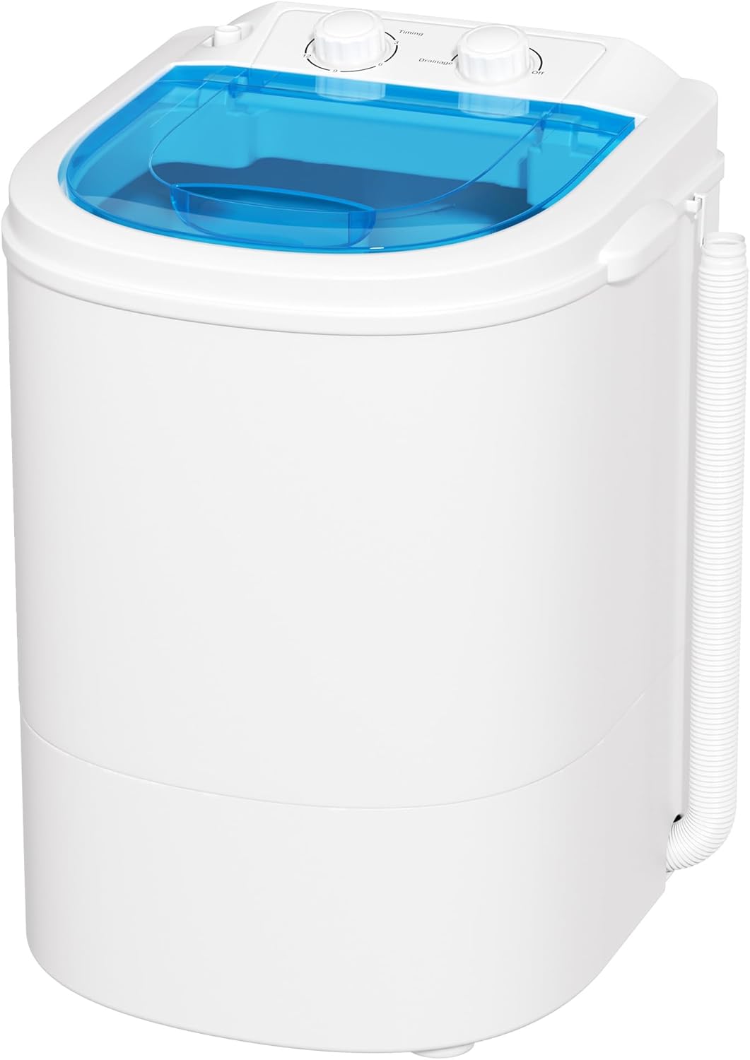 Superday Mini Portable Washing Machine, 6.6LBS Washing Capacity Small Portable Washer, Single Tub Compact Washing Machine with Spin Cycle for Home, Apartments, Outdoor, RV, Dormitory, Blue White