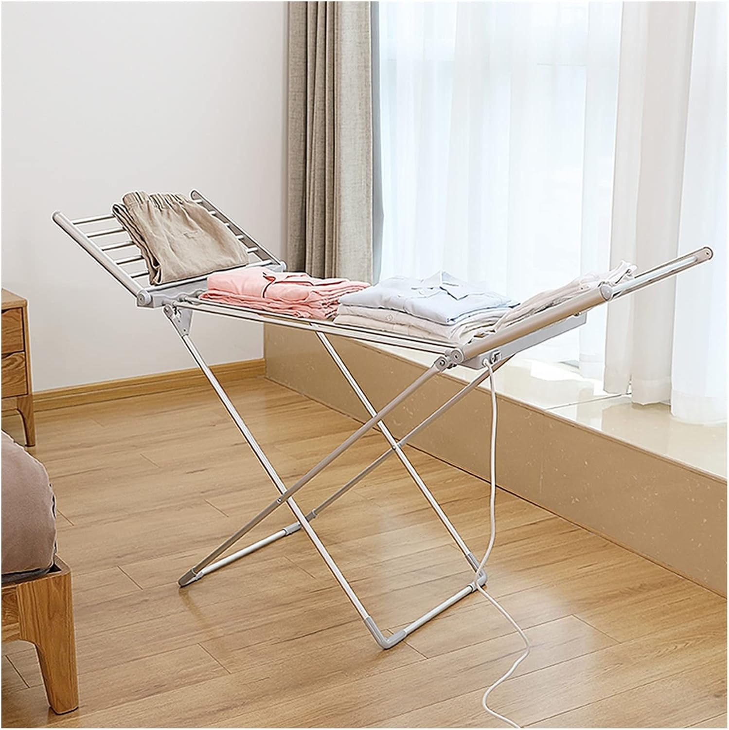 50Hz/230W Electric Heated Clothes Airer Dryer,Portable Folding Towel Warmer Drying Rack, X-Legs Stable Standin, 45-55℃ Constant Temperature,to Easily Dry Your Laundry Beautiful Scenery