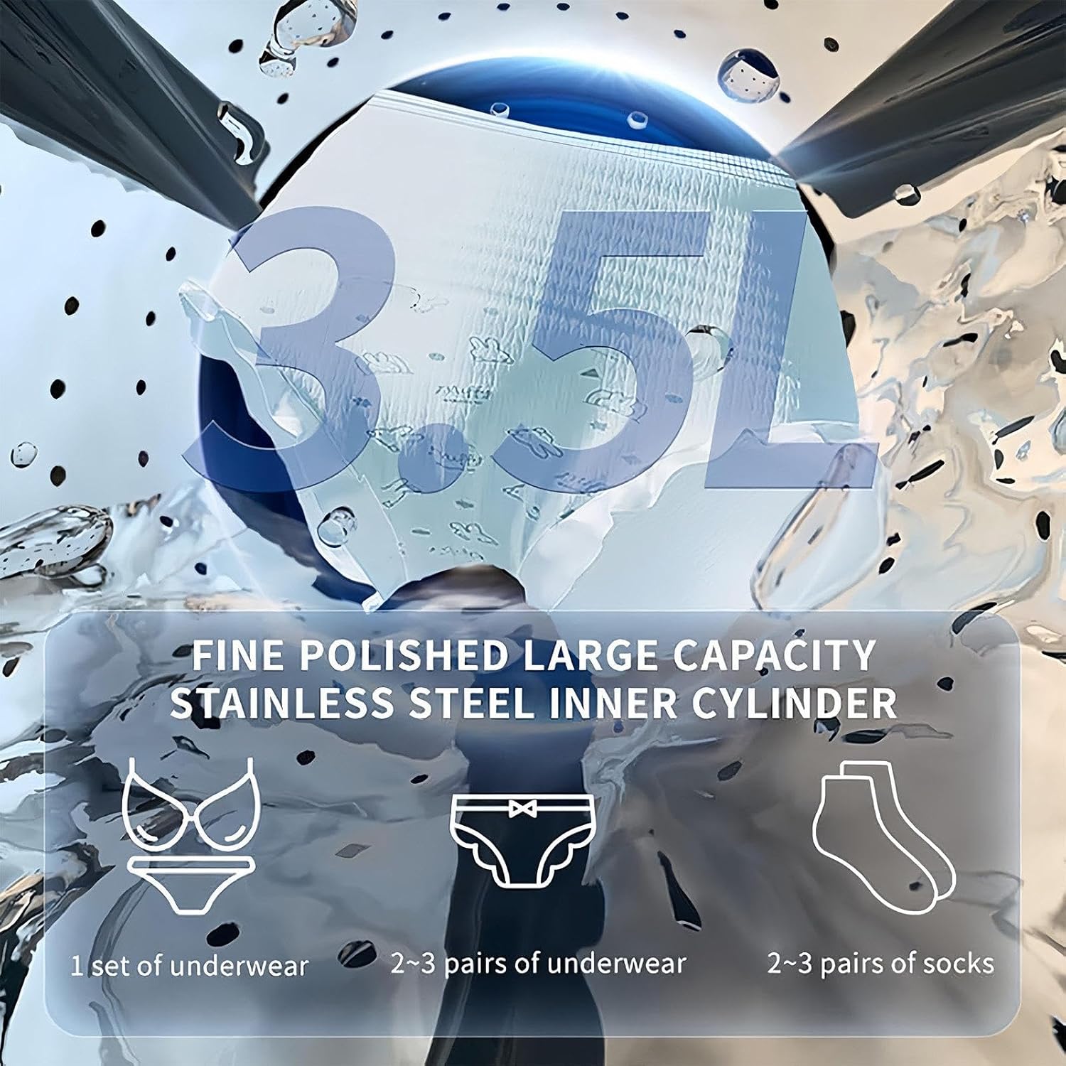 2 in 1 Mini Portable Washer and Dryer Combo, Mini Washing Machine with LCD Control Panel, Compact Dryer Stainless Steel Drum, for Small Clothes, Underwear, and Socks,Desktop