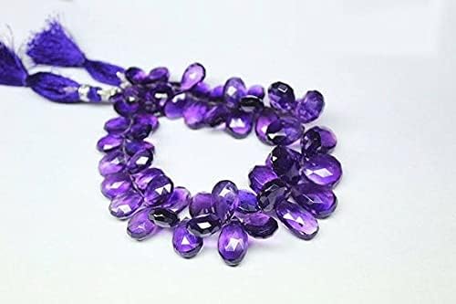Natural Purple African Amethyst Faceted Pear Drop Gemstone Craft Loose Beads Strand 8