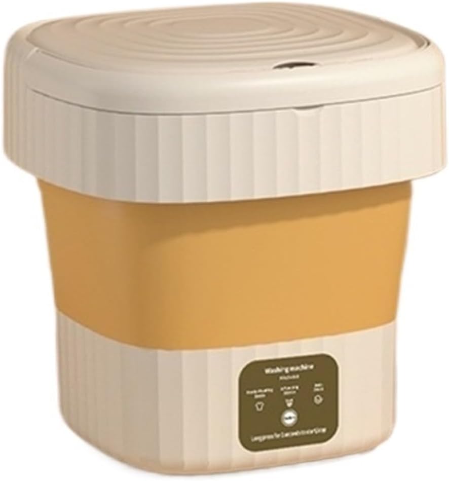 Compact 8L Folding Washing Machine Clothes Portable Laundry Bucket For Travel,for Travel,Camping, RV & Dorms(Yellow)