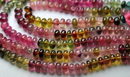 13.5 Inch-Super-Finest-Multi Tourmaline Smooth Rondelles,Large 4.5mm Code-HIGH-64306