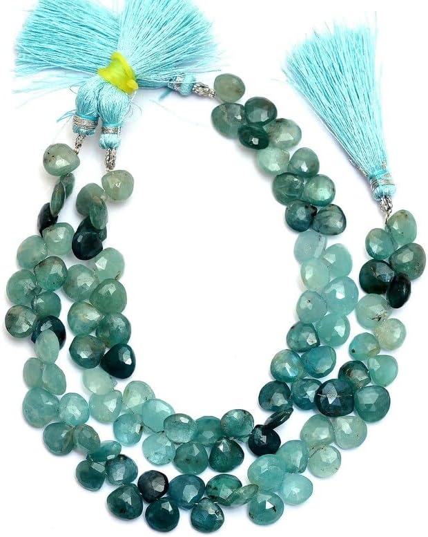 8 inch Strand of Natural grandidierite 8-9mm Heart Faceted briolette Beads for DIY Jewelry Making. |BRIO_03542