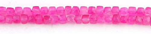 13 inch natural beads strand of 5-6mm faceted cube pink chalcedony gemstone briolletes beads for DIY jewelry - necklace, bracelet, earring, ring.