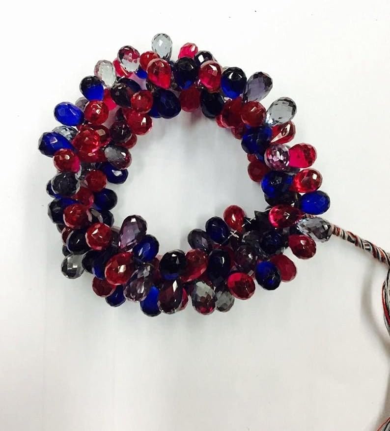 Natural Corundum ZOYLA-Teardrop- Faceted Beads 6MM 14 inch Long String Jewelry Making Gemstone Beads for Necklace Bracelet