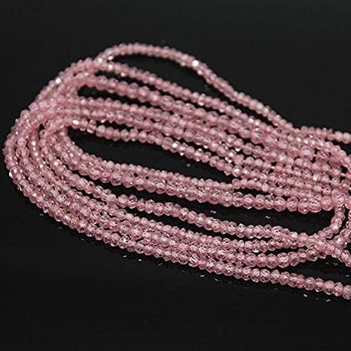 Rose Pink Zircon Micro Faceted Loose Rondelle Gemstone Craft Beads Strand 14