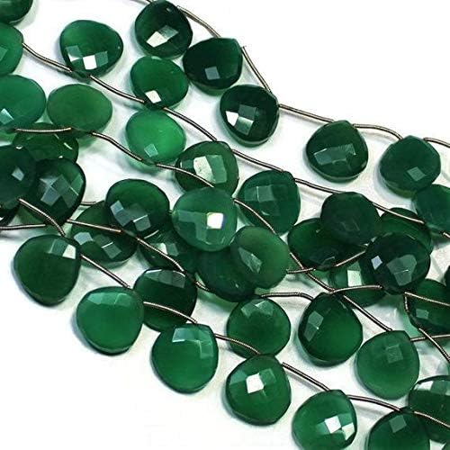 AAA+++ Quality Green Onyx Faceted Cubes, Green Onyx Faceted Heart Beads, Green Onyx, Original Onyx Necklace, 18 mm, 9