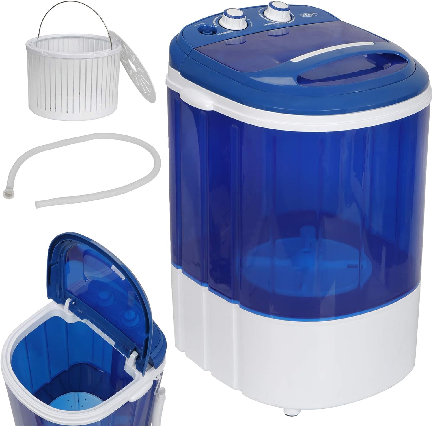 ZenStyle 2-IN-1 Portable Washer and Spinner Combo, 5.7LBS Mini Washing Machine 2.2LBS Spin Dryer with Drain Pump and Hose, Semi-Automatic Compact Washer for Small Spaces, Camping