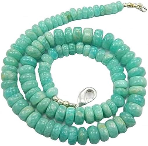 Hand_Crafted Natural Amazonite Smooth Rondelle Beads 22 Inch Strand, Smooth Rondelle Beads Size 7-9 mm YO-NECK- 25632