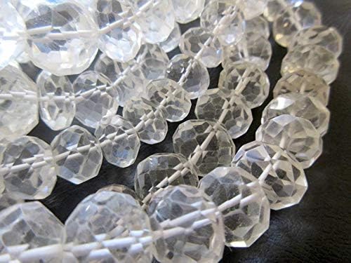 3 Strands Wholesale Natural Crystal Quartz Micro Faceted Rondelle Beads, Rock Crystal Beads 15mm Beads, 15 Inch Strand