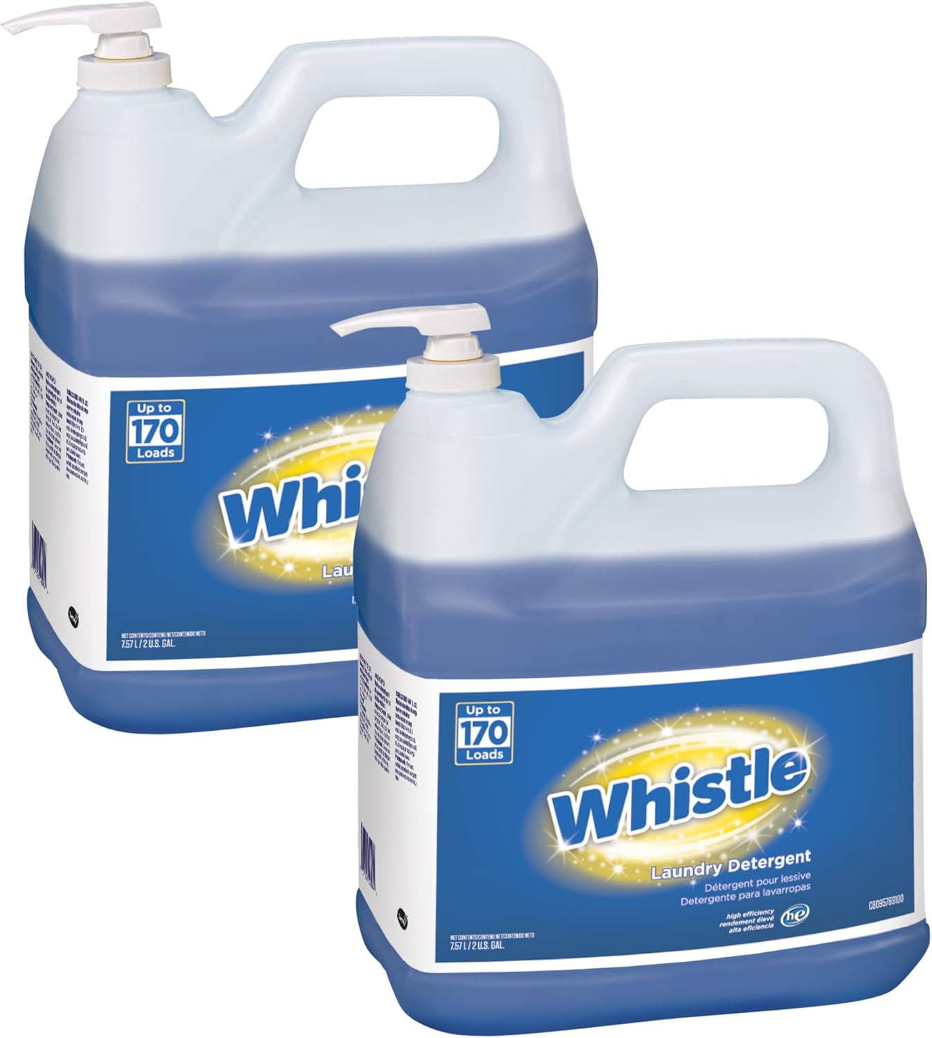 Diversey CBD95769100 Whistle Laundry Detergent High Efficiency (HE) Liquid with Pump, Tough on Stains with Floral Scent, 2-Gallon (Pack of 2)