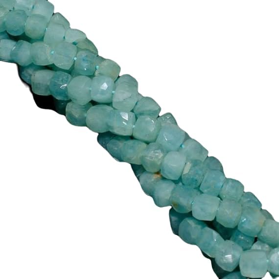13 inch Strand of Natural gem Aquamarine, 5-5.5mm Cube Faceted Beads for DIY Jewelry Making. | Beads_01708