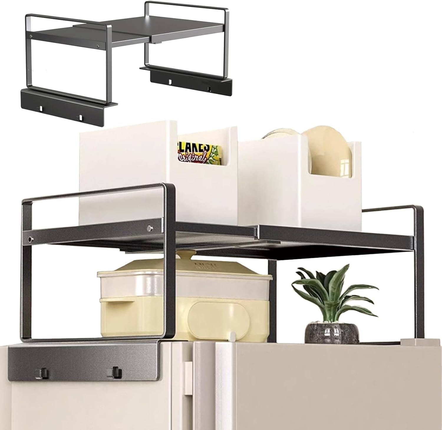 Adjustable Refrigerator/Washer Top Storage Rack - Expandable Organizer Shelf（12.4 