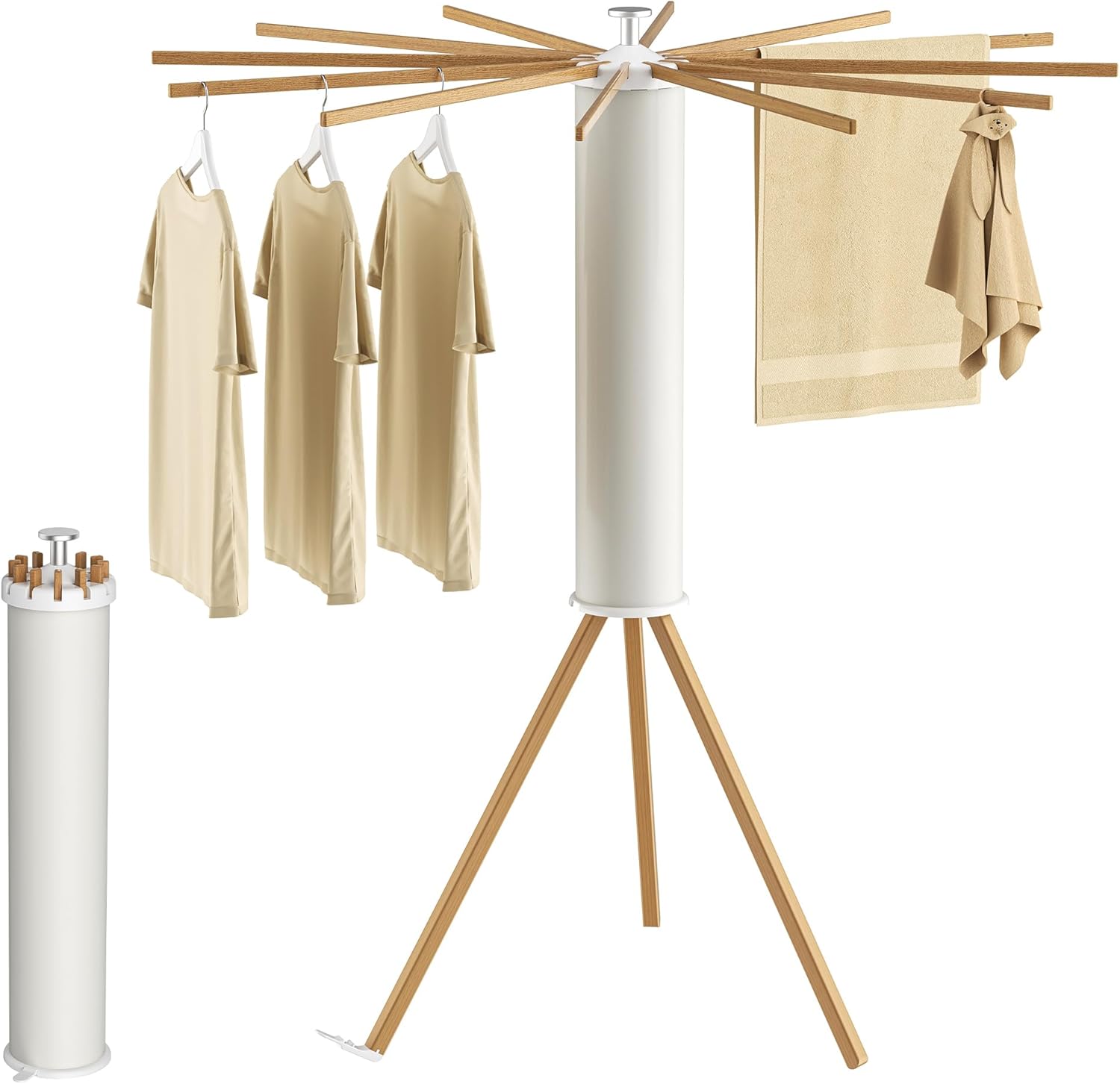 Tripod Clothes Drying Rack, Garment Rack Portable and Foldable Space Saving Laundry Drying Rack - Dryer Rack Clothing Floor Folding Balcony Bedroom Household