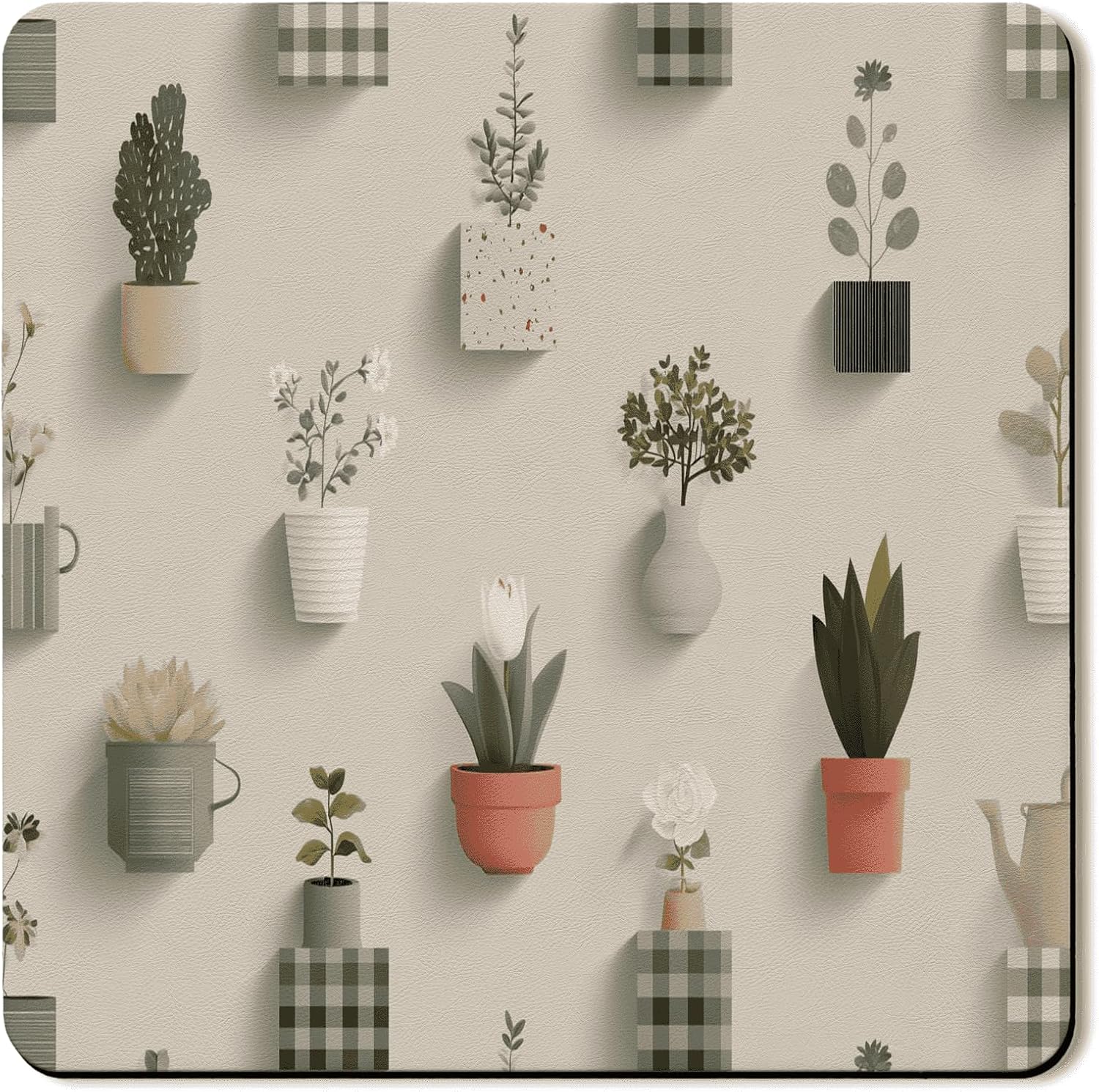 Botanical Washer Dryer Top Protector Mat, Modern Minimalistic Plant Pattern Appliance Covers, Spring Floral Rubber Anti-slip Waterproof Washer And Dryer Mats for Laundry Room 24x24 Inch