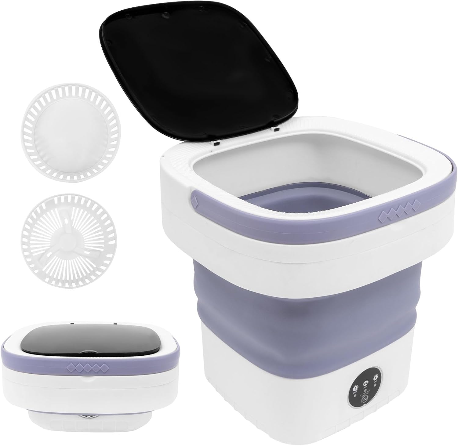 Portable Washing Machine,12L Upgraded With Spin Basket,Foldable Mini Washing Machine with 3 Modes Cleaning Small Washer for Baby Clothes, Underwear or Small Items, Apartment, Dorm,RV (Purple)