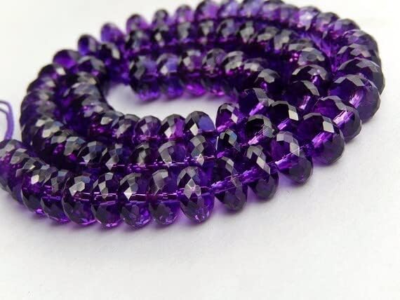 Amethyst Gemstone Faceted Rondelles, Semi Precious Gemstone Bead. Heat Treated. 8x5mm 15