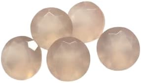 Natural Pink Chalcedony Round Cut Faceted Back Pointed Loose Gemstones for Earrings Pendant & Jewelry Making (10 Pieces) Set (19x19 MM)