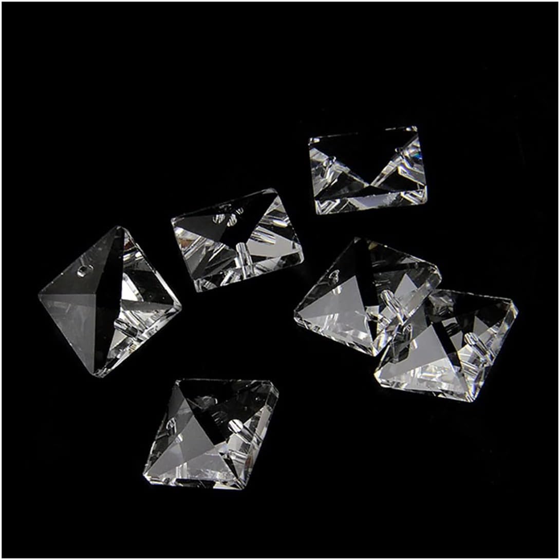 Hanging Crystals Prisms 50~280pcs Clear 14mm/16mm/18mm/20mm/22mm Square Crystal Chandelier Beads in 2 Holes for Parts Pendant Prism Hangings Crystals for Decoration(280pcs,22mm)