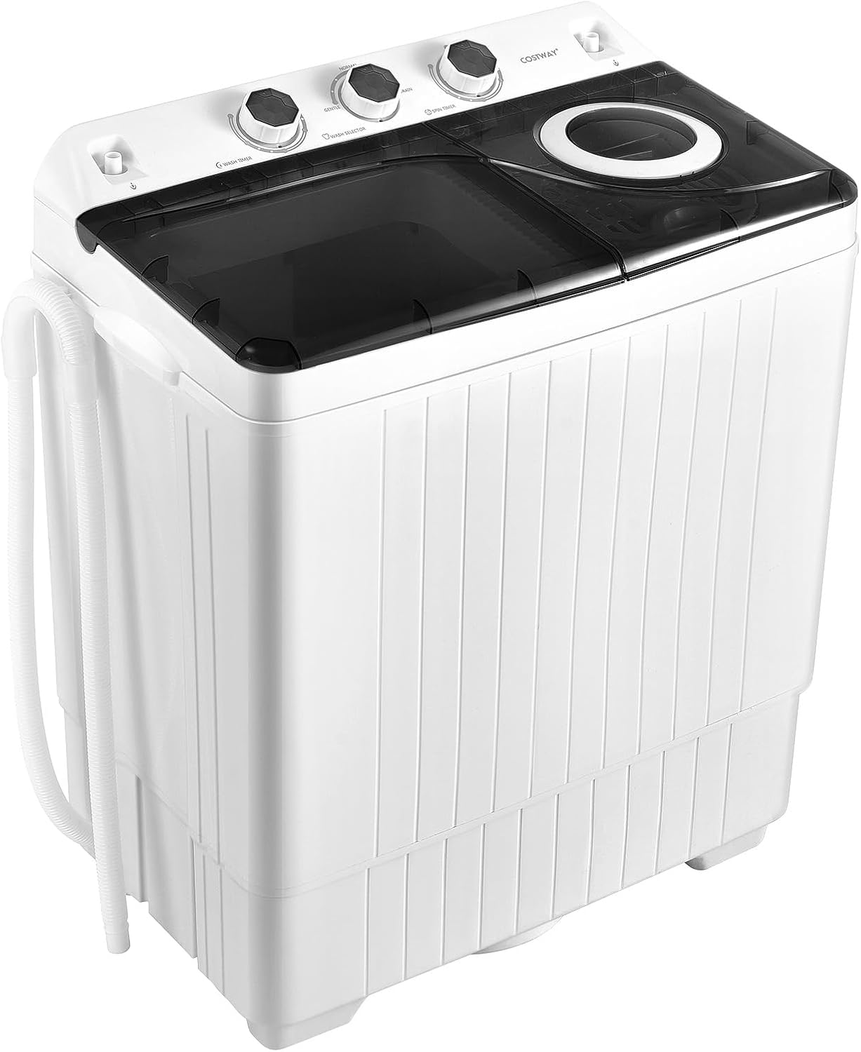 Giantex Portable Washing Machine, 26lbs Washer and Spinner Combo,18 lbs Washing 8 lbs Spinning, Built-in Drain Pump, w/Timer Control, Dorm Apartment Twin Tub Mini Laundry Washer Black White