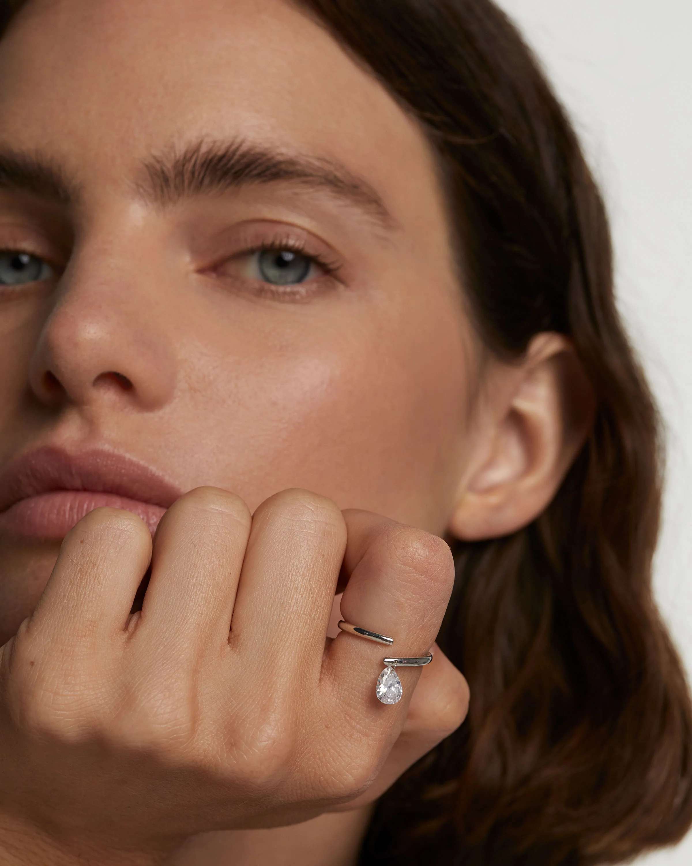 Aqua Solitaire Silver Ring