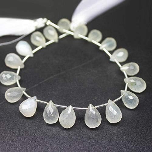 Natural White Moonstone Faceted Tear Drop Briolette Gemstone Loose Craft Beads Strand 8 Inch Long 12mm 13mm Code-HIGH-1143