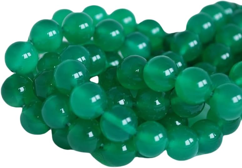 13 inch Strand of Natural gem Green Agate, 10mm Round Smooth Beads for DIY Jewelry Making. | Beads_04004