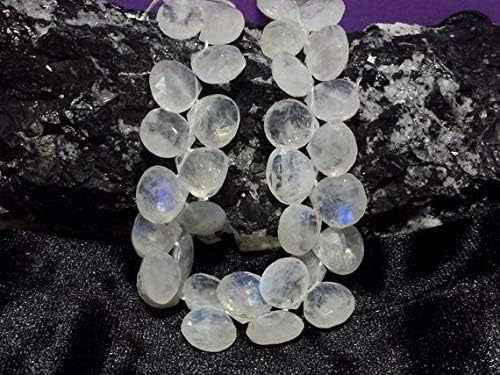 Moonstone Faceted Briolettes 8 Inch Long Full Strand, Rainbow Moonstone Faceted Heart Beads, Genuine Rainbow Moonstone Bead Strand 11.4mm x 11 to 12.2mm x 12.4mm Code-HIGH-60686