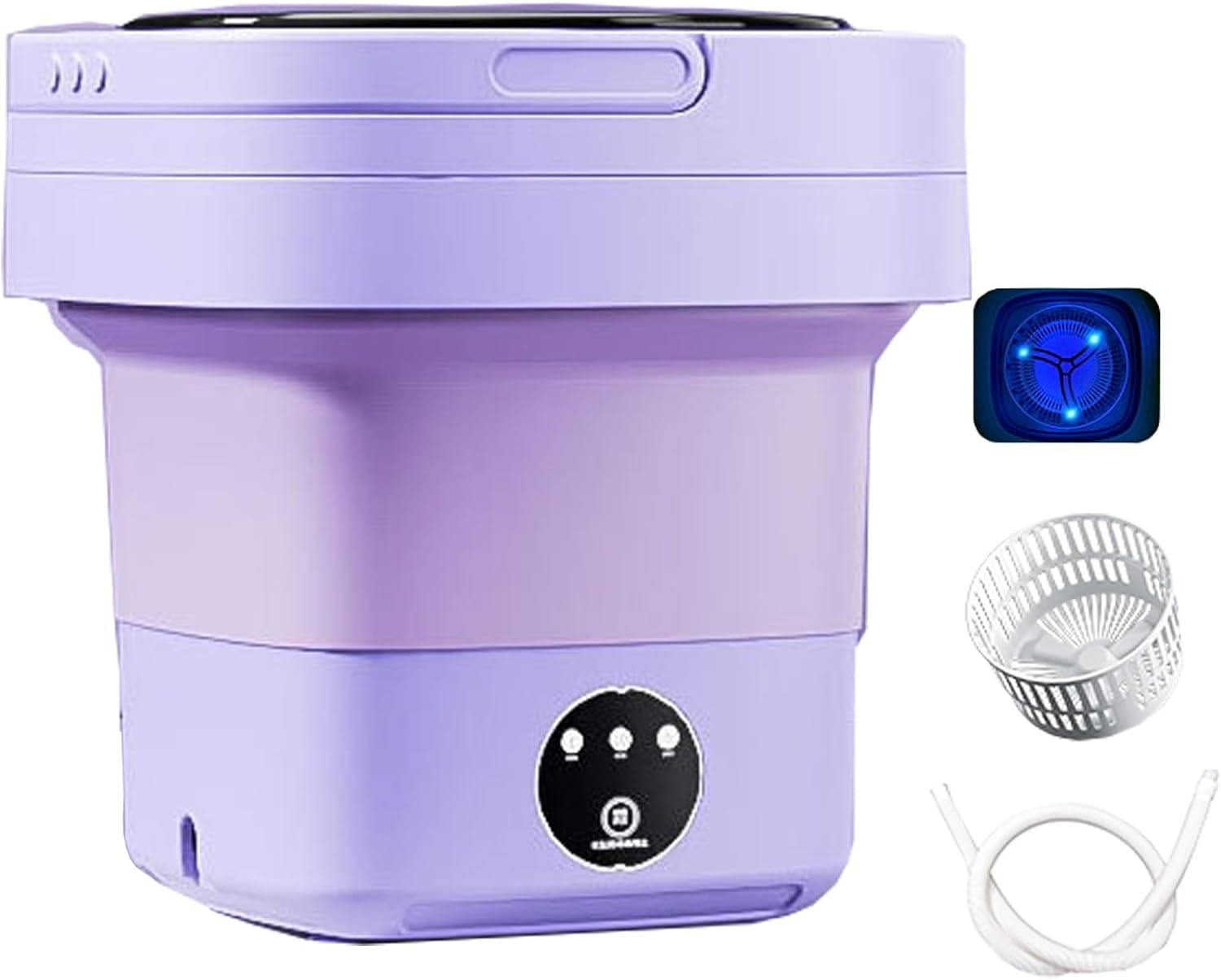Portable Washing Machine, Foldable Mini Washing Machine, Touch Buttons, with Drainer Basket, Baby Washing Machine, for Camping, Rv, Travel, Small Spaces (Color : Purple, Size : 8L)