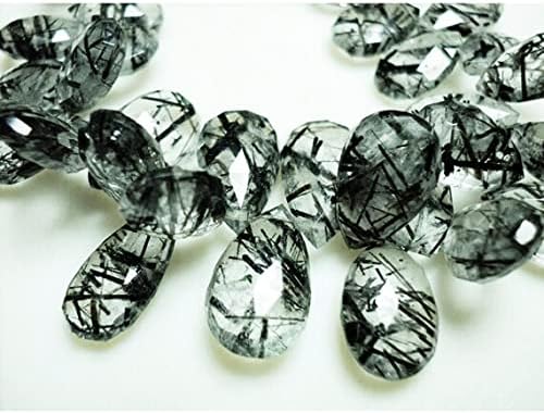 Rutilated Quartz Pear Bead, Briolette Beads, Faceted Beads, AAA Gems, Approx 10x14mm to 8x16mm Each, 44 Pieces, 8 Inch