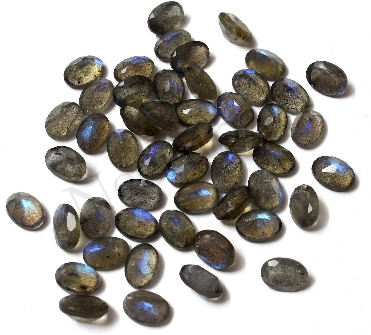 Neerupam Collection 8x6 mm Size Grey Color Natural African Labradorite AA Quality Faceted Oval Shape Loose Gemstones