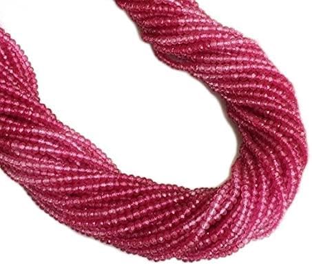 BEADS GEMSTONE 5 Strand Natural Pink Shaded Coated Quartz Beads, Pink Quartz Micro Faceted Rondelle Beads, Pink Quartz Necklace, 3-3.5mm 10 Inch Long Long Code-HIGH-16901