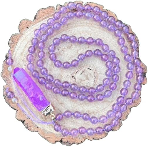 Natural Electroplated Quartz 6mm-8x2mm 108 Mala Beads, Spiritual, Meditation Beads, Reiki, Japa Mala, Buddhist Prayer Beads, Yoga Bracelet, healing beads LKMALA-RRGU-497