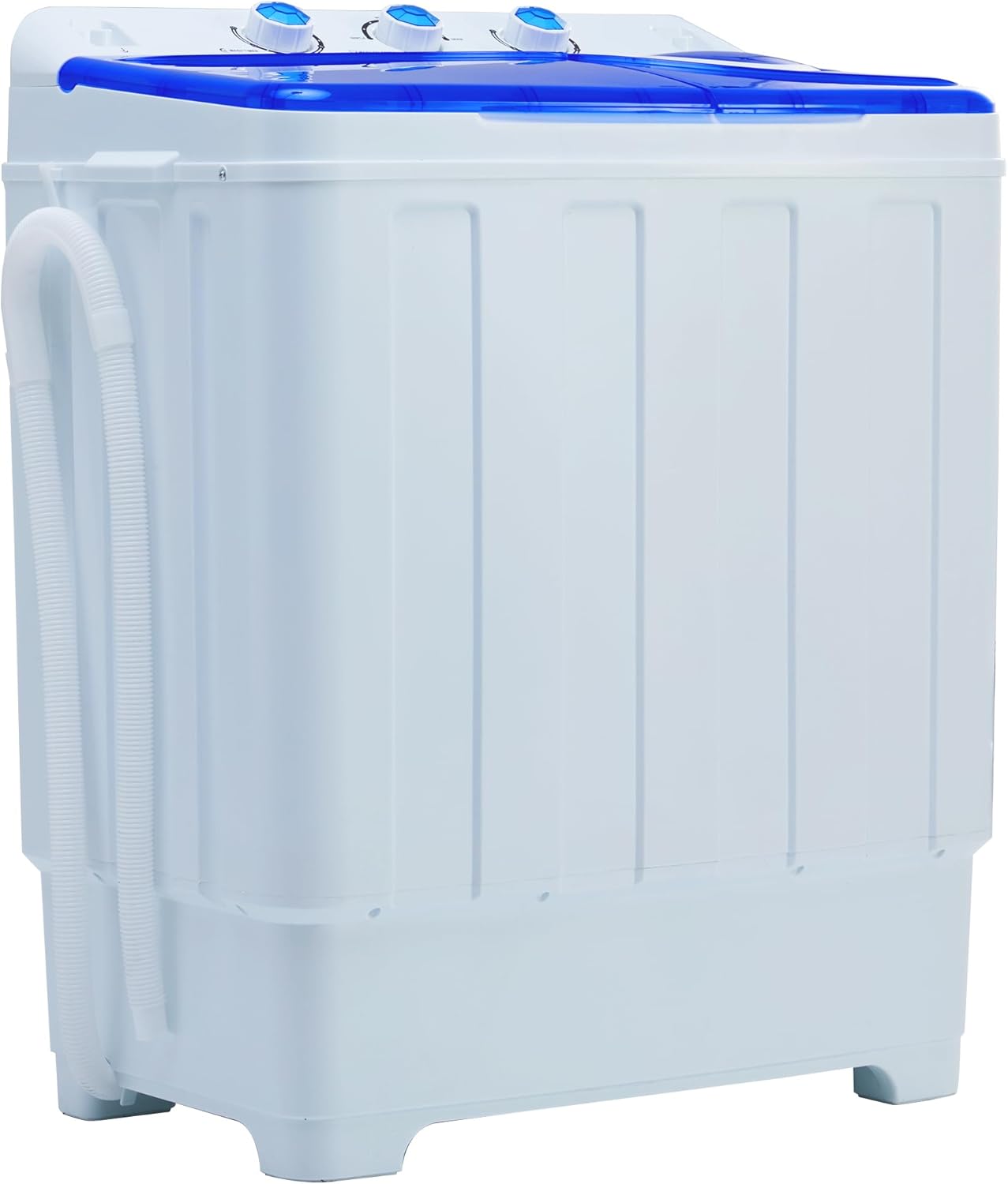 Portable Washing Machine, 28lbs Twin Tub with Drain Pump and Hose, 18lbs Wash 10lbs Spin Cycle, Compact Semi-Automatic Washer and Spinner Combo for Apartments, Dorms, RVs, Camping, Blue