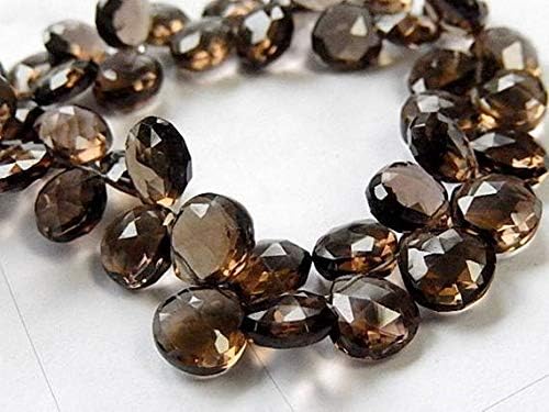 LOVEKUSH LKBEADS Smoky Quartz Gemstone Bead, Semi Precious Gemstone. Natural Gemstone Heart Briolette 9.5 mm 9pcs Code-HIGH-67602