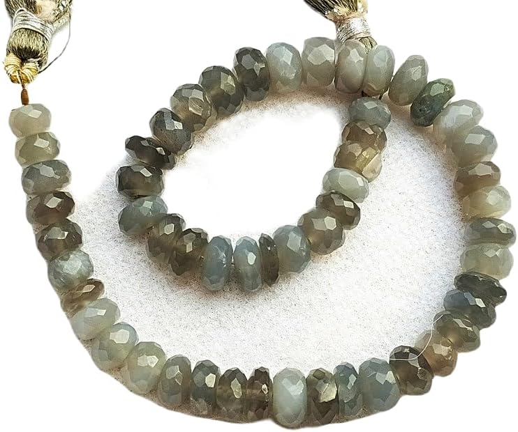 13 inch Strand of Natural gem Gray Moonstone, 7-8mm rondelle Faceted Beads for DIY Jewelry Making. | Beads_03947
