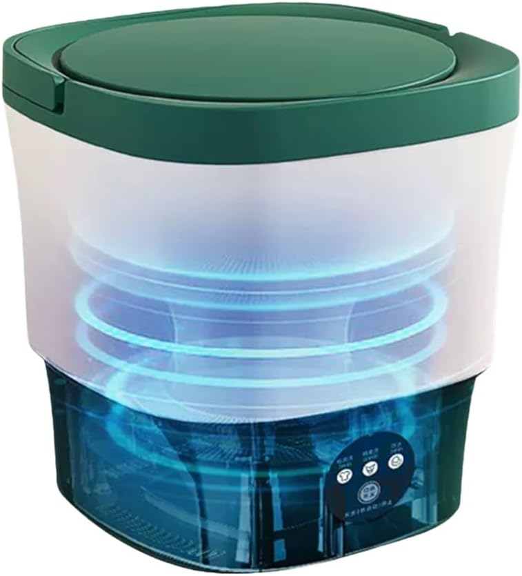 BRAGUE Portable Washing Machine, 9L Large Capacity Automatic Underwear Washing Machine for Apartment, Laundry, Camping, RV, Travel (Color : Green, Size : 9L)